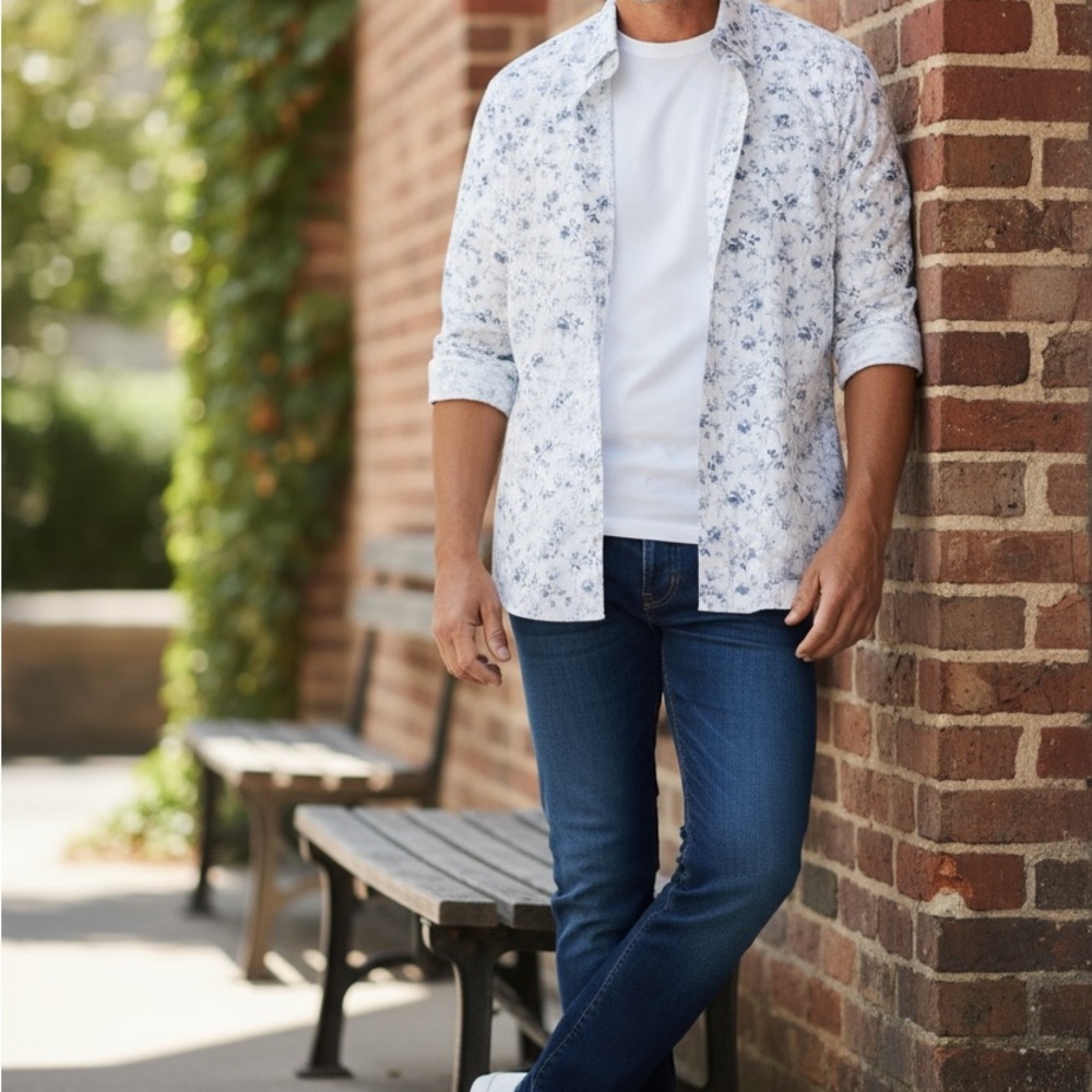 John Varvatos Floral Button-Up Shirt